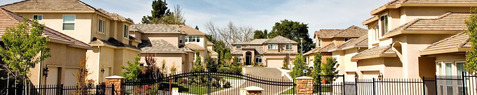 Residential buildings and a gated entrance